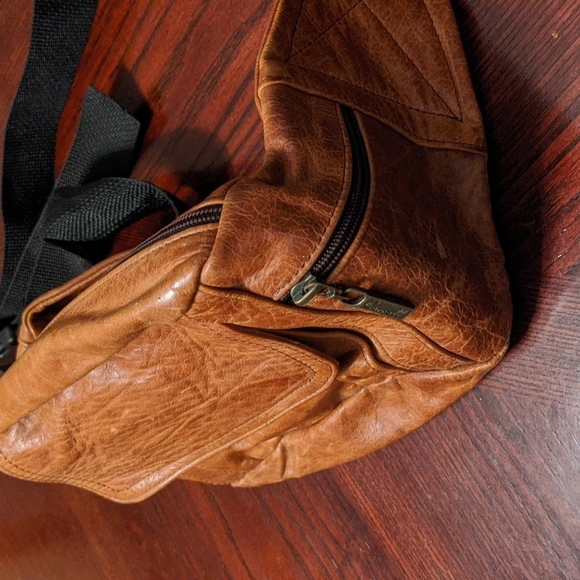 Carroll Leather & Suede Belt Bag in Cognac Color w/Black Unisex - Picture 6 of 16